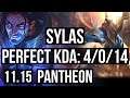 SYLAS vs PANTHEON (MID) | 4/0/14, 400+ games | KR Diamond | v11.15