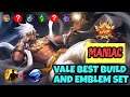 Vale Emblem Set - Vale Best Build - Vale Maniac Gameplay Mobile Legend