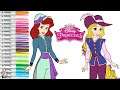 Disney Princess Coloring Book Pages Ariel and Rapunzel Riding Outfits