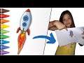 How to draw a Spaceship | Rocket ship drawing easy