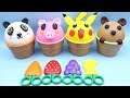4 Colors Play Doh Ice Cream Cups Baby Panda Pikachu Pj Masks Surprise Toys Shopkins Surprise Eggs