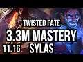 TWISTED FATE vs SYLAS (MID) | 3.3M mastery, 4/2/19, 1100+ games | KR Diamond | v11.16