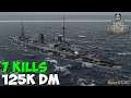 World of WarShips | Gangut | 7 KILLS | 125K Damage - Replay Gameplay 4K 60 fps