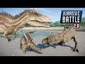 CARCHARODONTOSAURUS vs GIGANTSPINOSAURUS vs T-REX - Jurassic Battle 2.0