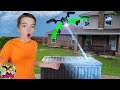 Attack of the Crazy Drone!  Chase and Shawn Strike Back Nerf Blaster Battle! | Steel Kids
