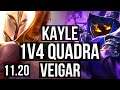 KAYLE vs VEIGAR (MID) | 1v4 Quadra, 8 solo kills, Dominating | EUW Diamond | v11.20