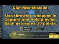 Use throwing weapons in Capture and Hold Playlist | Each use earns 10 Points | COD Mobile Clan War