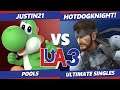 LEVELUP Arena 3 - Justin21 (Yoshi) Vs. HotDogKnight! (Snake) SSBU Ultimate Tournament