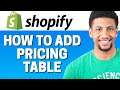 How To Add Pricing Table To Shopify 2021