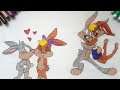 HOW to Color LOONEY TUNES Characters - Bugs Bunny & Lola LOVE COLORING (Kids Video)