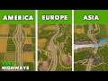 America VS Europe VS Asia - Building a Highway in Cities: Skylines