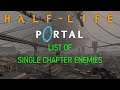 Half-Life / Portal List of Enemies Appearing in a Single Chapter
