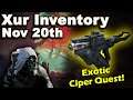 Destiny 2 - Where is Xur - Nov 20th - Xur Location & Inventory - Skyburner's Oath