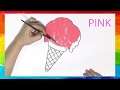 DRAWİNG ICE CREAM (Drawing and Painting Pink Ice Cream)