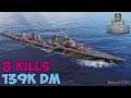 World of WarShips | Mogador | 8 KILLS | 139K Damage -  Replay Gameplay 4K 60 fps