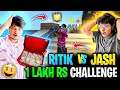 Free Fire ₹ 1Lakh Challenge🤑💸 For Jash And Ritik In Rank Match || Duo Vs Squad -Garena Free Fire