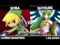 BOBA (Toon Link) vs ShyDude (Palutena) | Losers Quarters | Synthwave X #18
