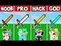 Minecraft: SWORD HOUSE BUILD CHALLENGE - NOOB vs PRO vs HACKER vs GOD in Minecraft