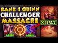 *RANK 1 QUINN* ABSOLUTELY EMBARRASING CHALLENGER PLAYERS (ALMOST 20 KILLS!) - League of Legends
