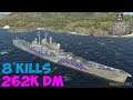World of WarShips | Des Moines | 8 KILLS | 262K Damage - Replay Gameplay 4K 60 fps