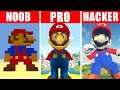 Minecraft NOOB vs. PRO vs. HACKER : SUPER MARIO BUILD CHALLENGE in Minecraft!