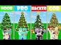 Minecraft NOOB vs PRO vs HACKER vs GOD CHRISTMAS TREE BUILD CHALLENGE in Minecraft ! Animation
