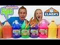 3 Colors of GIANT Glue Slime Challenge! 3 Gallons Nickelodeon Glue vs 3 Gallons Elmer's Glue!!!