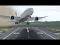 B787 Plane Go-Around on Very hard Crosswind Landing | X-Plane 11