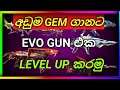 අඩුම GEM ගානින් EVO GUN එක LAVEL  UP කරමු || How To Evo Gun  Lavel Up Minimum  Gem Use