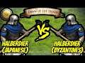 150 (Japanese) Halberdiers vs 200 (Byzantines) Halberdiers (Total Resources) | AoE II: DE