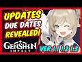 Genshin Impact New Update Due Dates Revealed!! Version 1.1, 1.2 and 1.3 + Events!