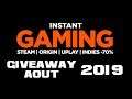 GIVEAWAY AOUT 2019 INSTANT-GAMING
