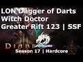 [Diablo 3] SSF Hardcore Witch Doctor | LON Dagger of Darts | GR 123 Season 17 Rank 8