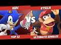 Kagaribi 5 Top 32 - KEN (Sonic) Vs. Etsuji (Diddy Kong) SSBU Smash Ultimate