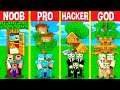 Minecraft Battle: OAK TREE HOUSE BUILD CHALLENGE - NOOB vs PRO vs HACKER vs GOD / Animation BASE