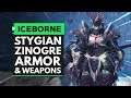Monster Hunter World Iceborne | Stygian Zinogre Armor & Weapons Overview