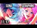 SONA & Jhin vs SERAPHINE & Draven (SUPPORT) | Rank 1 Sona, 0/0/7, 1.5M mastery | JP Master | v11.17