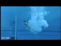 Yuliya Pakhalina One-Piece Black and Blue Swimsuit Body Underwater Swimming Pool Scene