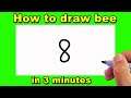 How to turn number 8 into cute bee for beginners