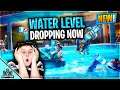 OMG WATER LEVEL IS GOING DOWN RIGHT NOW IN FORTNITE REVEALING HIDDEN TREASURES!