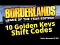10 Golden Keys Borderlands 1 Shift Codes - All Platforms - Expires November 29, 2021