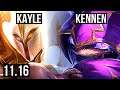 KAYLE vs KENNEN (TOP) (DEFEAT) | Rank 3 Kayle, 7 solo kills | BR Challenger | v11.16