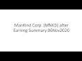 Mankind Corp MNKD After Earning Summary for 06Nov2020