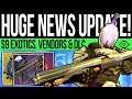 Destiny 2 | BIG NEWS UPDATE! Vendor Updates, NEW Exotics, Hidden Loot, Oblivion, PvP Response & DLC!