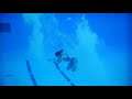 Saija Paavola One-Piece Blue Swimsuit Body Underwater Diving Swimming Pool Scene