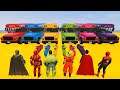 Color BUS on BEACH & SUPERHERO Motorcycles Parkour Challenge with Hulk Ironman and Ironman - GTA 5
