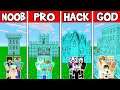 Minecraft: DIAMOND CASTLE BUILD CHALLENGE - NOOB vs PRO vs HACKER vs GOD in Minecraft