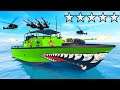 SURVIVING 5 Stars WANTED With *NEW* ARMY BOAT in GTA 5! (DLC)