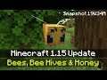 BEES, BEE NESTS & HOW TO TAME A BEE IN MINECRAFT 1.15 (Minecraft 1.15 News - Snapshot Update 19W34A)
