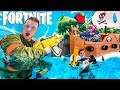 Real Life FORTNITE NERF Floating Box Fort Battle On WATER!